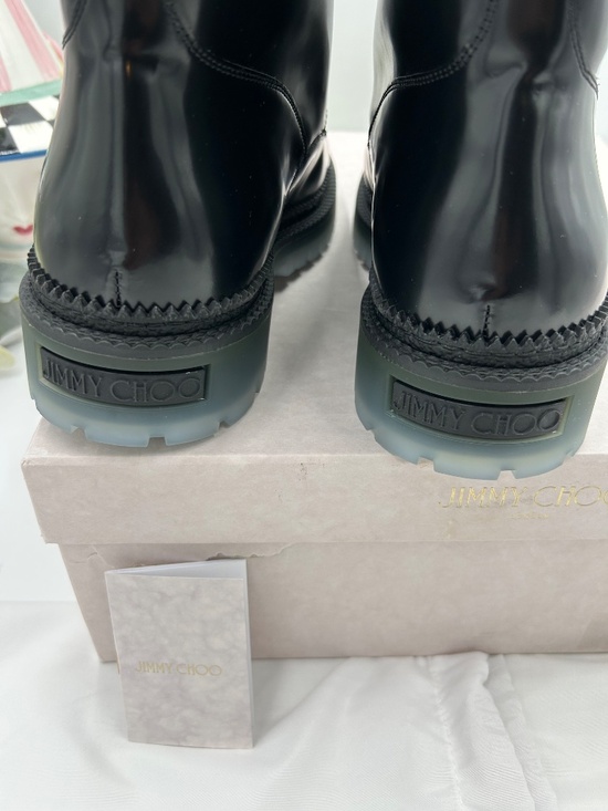 Men’s Jimmy Choo Denvor Black Leather Lace-Up Combat Boots.   Size 44.5/11.5